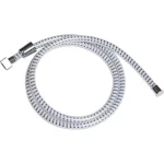 FURTUN DUȘ FLEXIBIL PVC 200 CM - ALB / ARGINTIU