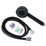 SET DUȘ - PARĂ 5 FUNCȚII + FURTUN FLEXIBIL PVC 150CM + SUPORT - NEGRU MAT