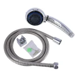 SET DUȘ - PARĂ 8 FUNCȚII + FURTUN FLEXIBIL OȚEL INOX 150CM + SUPORT - CROM