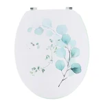 CAPAC TOALETĂ 45 CM MDF PRINDERI INOX - DESIGN FLORAL - BLEU | CAPACE WC