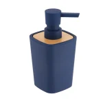 DISPENSER SĂPUN PLASTIC SI BAMBUS 380 ML -  ALBASTRU