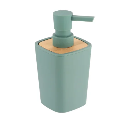 DISPENSER SĂPUN PLASTIC SI BAMBUS 380 ML - MENTA