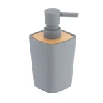 DISPENSER SĂPUN PLASTIC SI BAMBUS 380 ML - GRI
