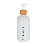 DISPENSER SAMPON 500ML STICLĂ/ BAMBUS - ALB MAT