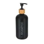 DISPENSER SAMPON 500ML STICLĂ/ BAMBUS - NEGRU MAT