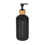 DISPENSER BALSAM 500ML STICLĂ/ BAMBUS - NEGRU MAT