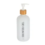 DISPENSER GEL DUȘ 500ML STICLĂ/ BAMBUS - ALB MAT