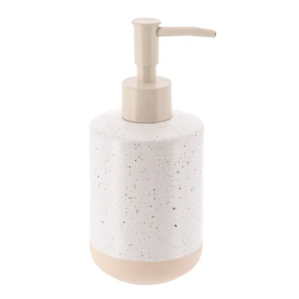 DISPENSER SĂPUN CERAMICĂ 330ML LACUIT CU INSERTII - ALB / BEJ