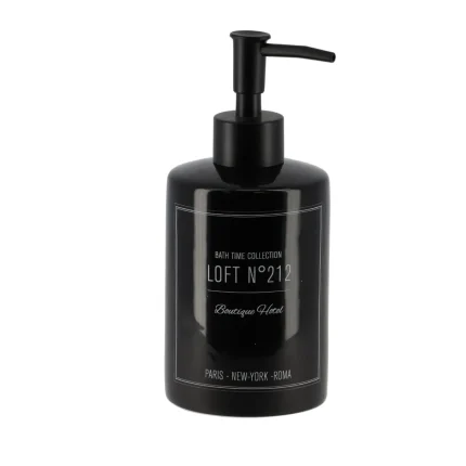 DISPENSER SĂPUN CERAMICĂ 320 ML DESIGN GRAFIC - NEGRU