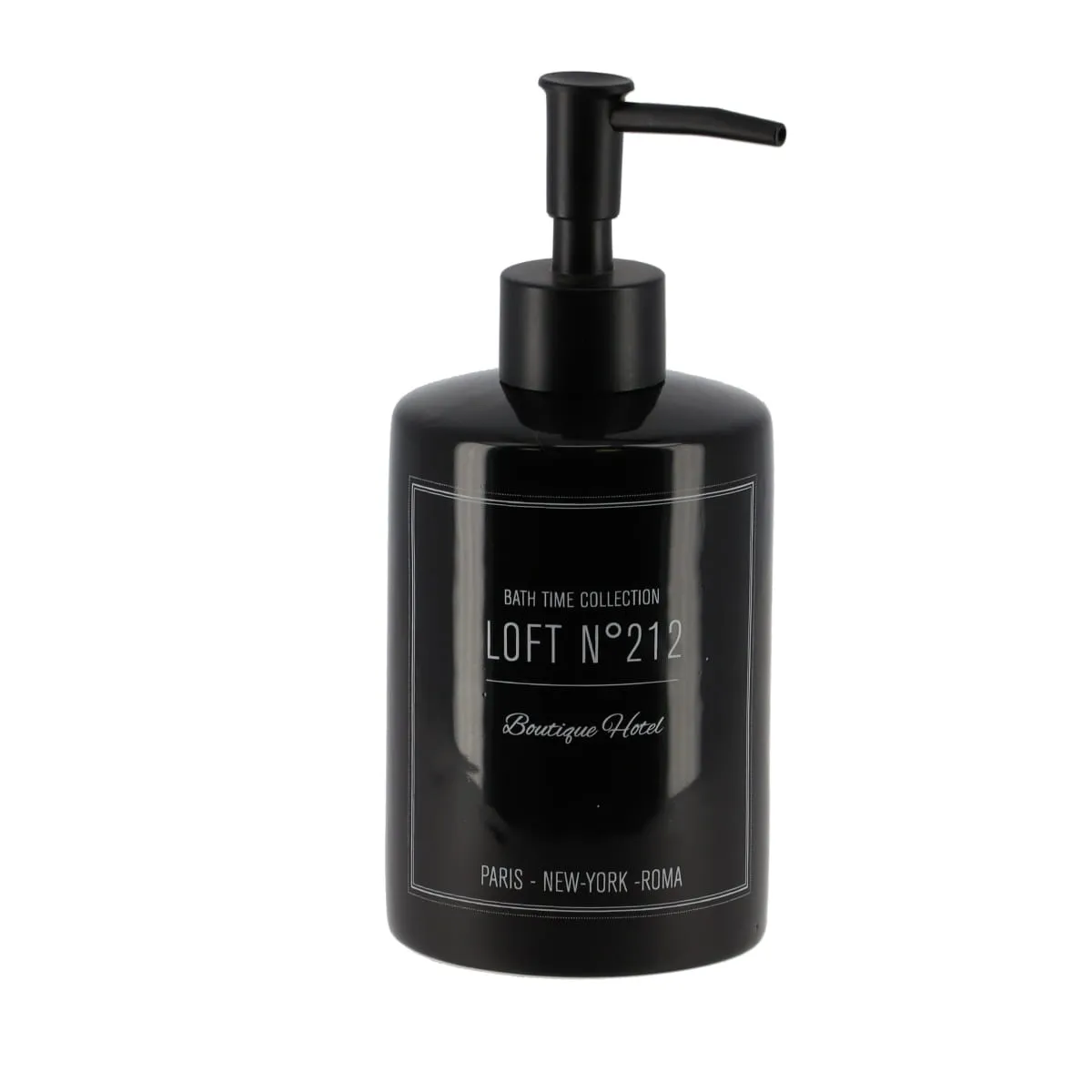 6277727 DISPENSER SĂPUN CERAMICĂ 320 ML DESIGN GRAFIC - NEGRU - imagine 1