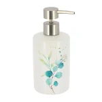 DISPENSER SĂPUN CERAMICĂ 320 ML DESIGN FLORAL - ALB / BLEU