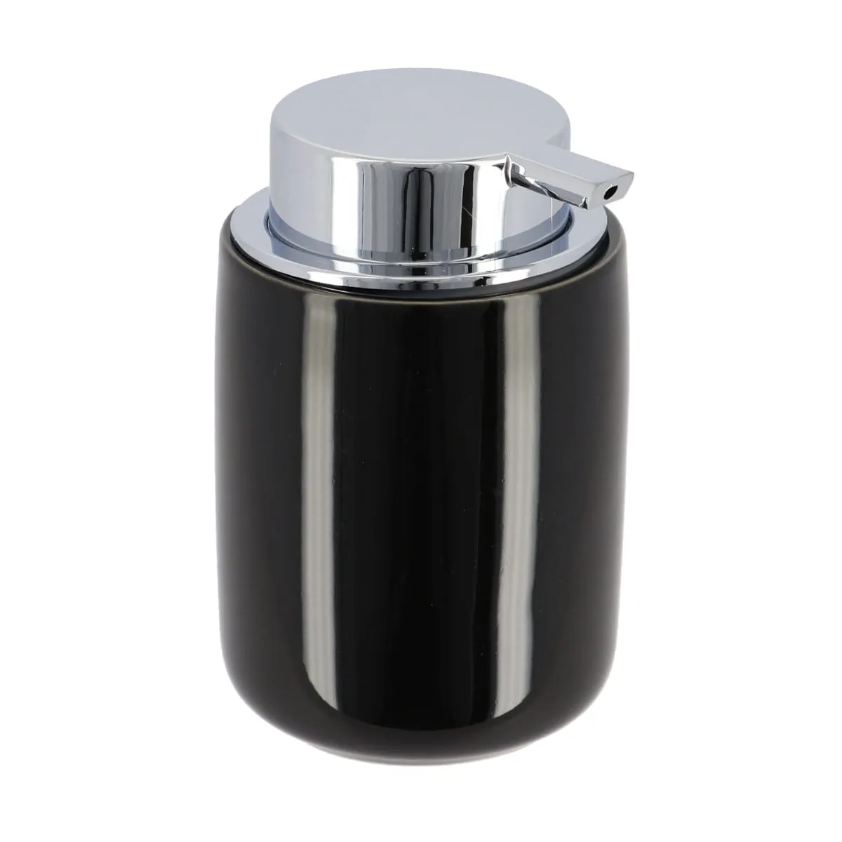 6292103 DISPENSER SĂPUN CERAMICĂ 235 ML ROTUND - NEGRU / CROM - imagine 1