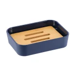 SĂPUNIERA PLASTIC / BAMBUS DREPTUNGHI - ALBASTRU