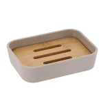 SĂPUNIERA PLASTIC / BAMBUS DREPTUNGHI - BEJ
