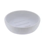 SĂPUNIERA CERAMICĂ ROTUNDĂ STRIATII - ALBA