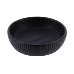 SĂPUNIERA CERAMICĂ ROTUNDĂ STRIATII - NEAGRĂ