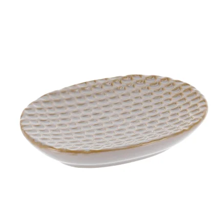 SĂPUNIERA CERAMICĂ OVALA DESIGN SOLZI - CREM