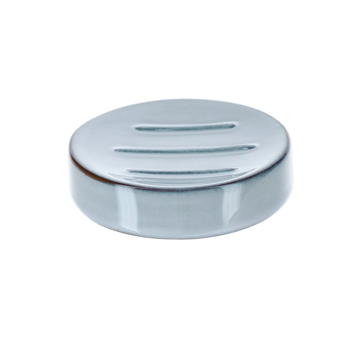 64204112 SĂPUNIERA CERAMICĂ ROTUNDĂ - BLEU LUCIOS - imagine 1