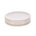 SĂPUNIERA CERAMICĂ ROTUNDĂ CU INSERTII - ALB / CREM