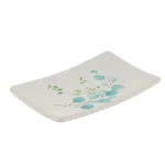 SĂPUNIERA CERAMICĂ DESIGN FLORAL - ALB / BLEU
