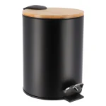 COȘ GUNOI 3L METAL CAPAC  BAMBUS INCHIDERE LENTA - NEGRU | COȘURI DE GUNOI BAIE