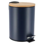 COȘ GUNOI 3L METAL CAPAC  BAMBUS INCHIDERE LENTA - ALBASTRU | COȘURI DE GUNOI BAIE