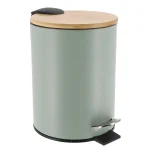 COȘ GUNOI 3L METAL CAPAC  BAMBUS INCHIDERE LENTA - VERDE PASTEL | COȘURI DE GUNOI BAIE