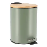 COȘ GUNOI 3L METAL CAPAC  BAMBUS INCHIDERE LENTA - KAKI | COȘURI DE GUNOI BAIE