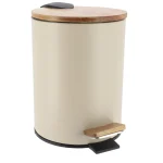 COȘ GUNOI 3L METAL CAPAC  BAMBUS INCHIDERE LENTA - CREM | COȘURI DE GUNOI BAIE