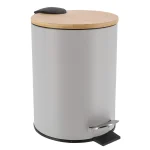 COȘ GUNOI 3L METAL CAPAC  BAMBUS INCHIDERE LENTA - GRI | COȘURI DE GUNOI BAIE