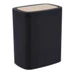 COȘ GUNOI CU CAPAC PLASTIC EFECT BAMBOO  5L - NEGRU | COȘURI DE GUNOI BAIE