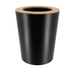 COȘ GUNOI METALIC  5L CAPAC BAMBUS - NEGRU | COȘURI DE GUNOI BAIE