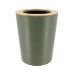 COȘ GUNOI METALIC  5L CAPAC BAMBUS - KAKI | COȘURI DE GUNOI BAIE