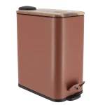 COȘ GUNOI METALIC DREPTUNGHI CAPAC LEMN INCHIDERE LENTA 5L- AMBER | COȘURI DE GUNOI BAIE