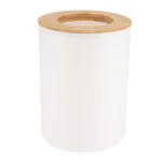 COȘ GUNOI PLASTIC 5L CAPAC BAMBUS - ALB | COȘURI DE GUNOI BAIE