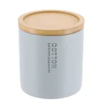 Cutiuță rotundă polirășină – Azur/Bamboo 9.5×11 cm