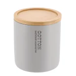 Cutiuță rotundă polirășină – Gri/Bamboo 9.5×11 cm