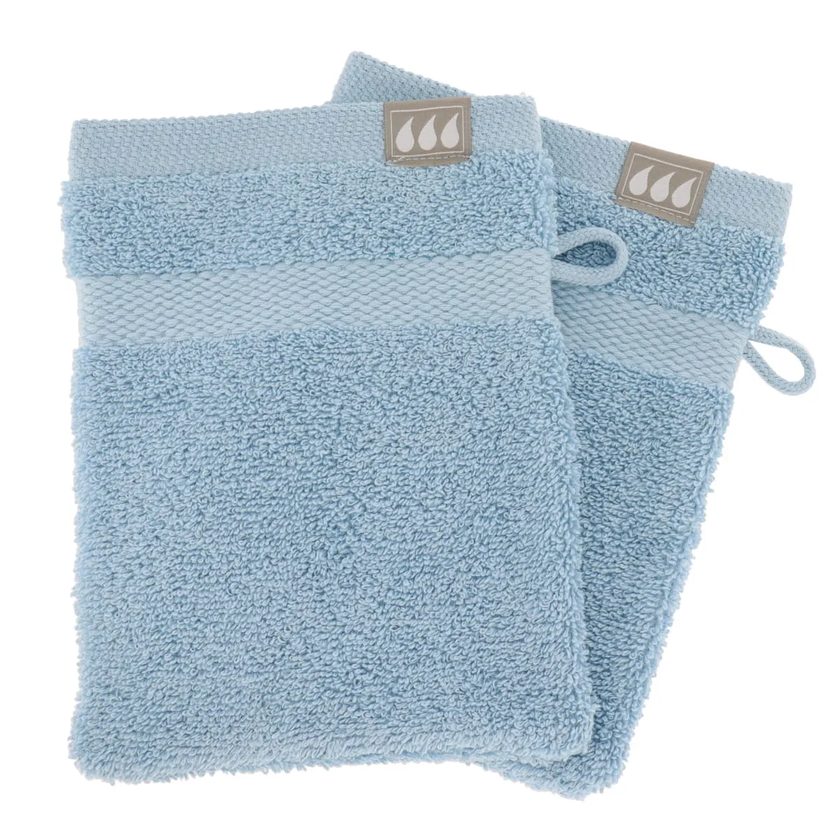 7001112 SET 2 X MĂNUȘI 15X21CM 100% BUMBAC - AZUR | MĂNUȘI BAIE - imagine 1