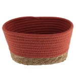 Coș mediu rectangular BUMBAC / IARBA DE MARE 21X13X12 cm – Cărămiziu / Bej | Organizatoare baie