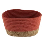Coș mic rectangular BUMBAC / IARBA DE MARE 19X11X10 cm – Cărămiziu / Bej | Organizatoare baie