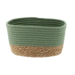 Coș mare rectangular BUMBAC / IARBA DE MARE  23X15X13,5 cm – Kaki / Bej | Organizatoare baie