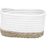 Coș mic rectangular BUMBAC / IARBA DE MARE 19X11X10 cm – Alb / Bej | Organizatoare baie