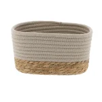 Coș mediu rectangular BUMBAC / IARBA DE MARE 21X13X12 cm - Greige / Bej | Organizatoare baie