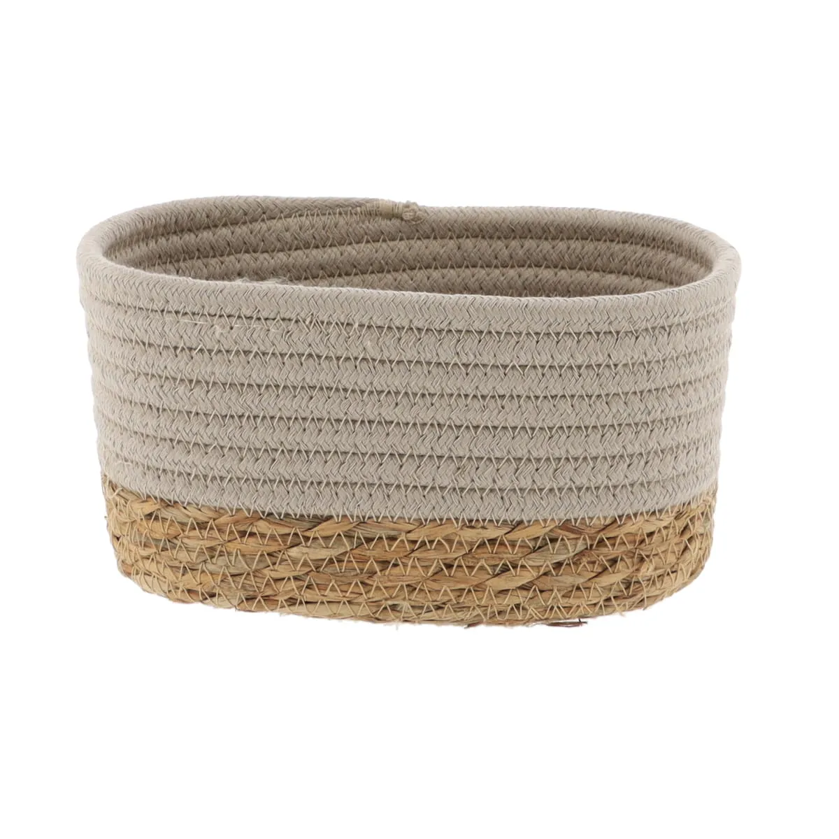 8416423203 Coș mic rectangular BUMBAC / IARBA DE MARE 19X11X10 cm - Greige / Bej | Organizatoare baie - imagine 1