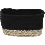 Coș mic rectangular BUMBAC / IARBA DE MARE 19X11X10 cm - Negru / Bej | Organizatoare baie