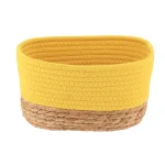 Coș mare rectangular BUMBAC / IARBA DE MARE 23X15X13.5 cm - Galben / Bej | Organizatoare baie