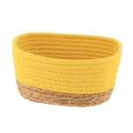 Coș mediu rectangular BUMBAC / IARBA DE MARE 21X13X12 cm - Galben / Bej | Organizatoare baie