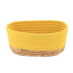 Coș mic rectangular BUMBAC / IARBA DE MARE 19X11X10 cm - Galben / Bej | Organizatoare baie