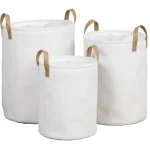 Set 3 X coș rufe textil – Alb | Organizatoare baie set