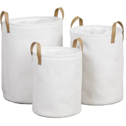 coș rufe textil alb set 3